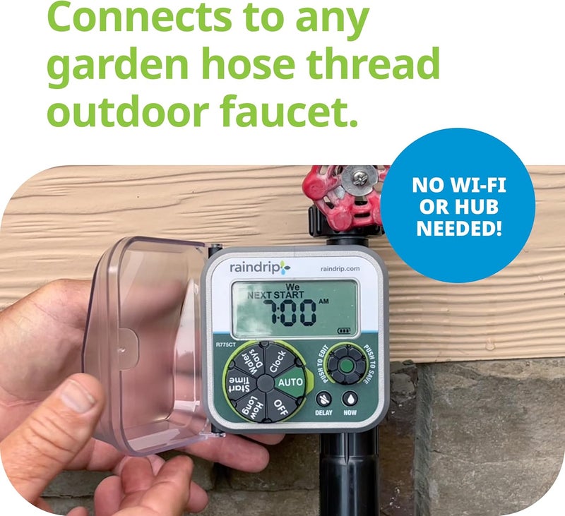 Raindrip Digital Hose-End Automatic Water Timer, Connects to Garden Faucets and Hose Bibbs, with Back-Lit LCD Screen for Drip Irrigation, Garden, Self-Watering, Grey - Image 3